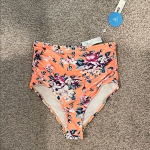 Cupshe High-Waist Floral bikini bottoms small nwt